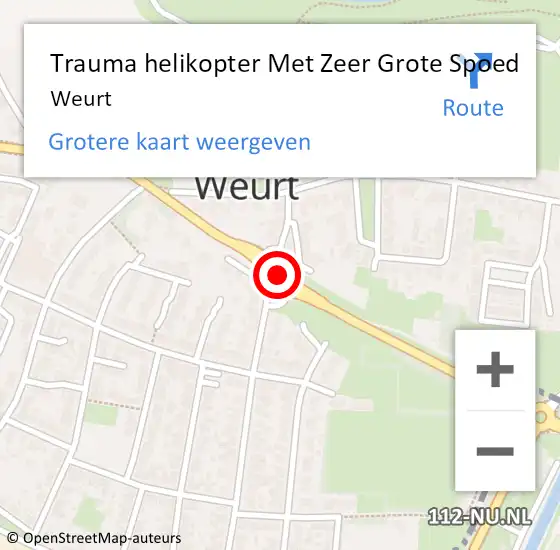 Locatie op kaart van de 112 melding: Trauma helikopter Met Zeer Grote Spoed Naar Weurt op 11 december 2024 15:09