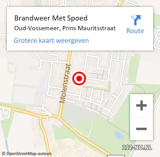 Locatie op kaart van de 112 melding: Brandweer Met Spoed Naar Oud-Vossemeer, Prins Mauritsstraat op 11 december 2024 15:22