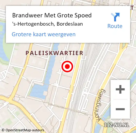 Locatie op kaart van de 112 melding: Brandweer Met Grote Spoed Naar 's-Hertogenbosch, Bordeslaan op 11 december 2024 15:29