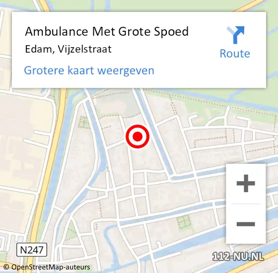 Locatie op kaart van de 112 melding: Ambulance Met Grote Spoed Naar Edam, Vijzelstraat op 30 oktober 2014 04:42