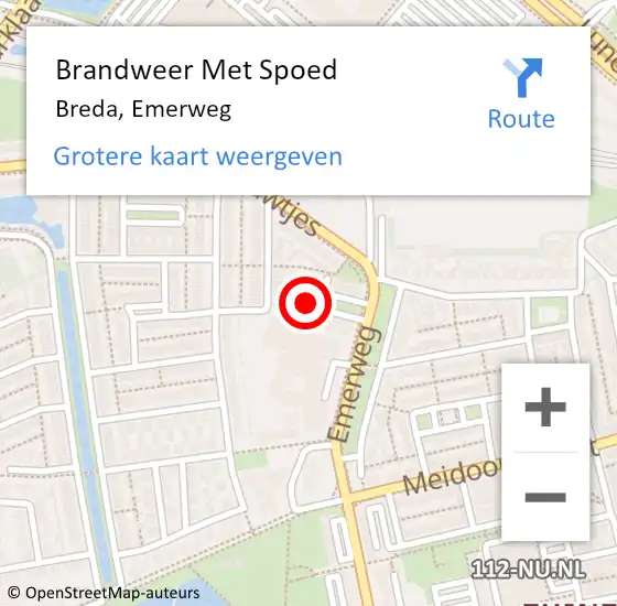 Locatie op kaart van de 112 melding: Brandweer Met Spoed Naar Breda, Emerweg op 11 december 2024 15:43