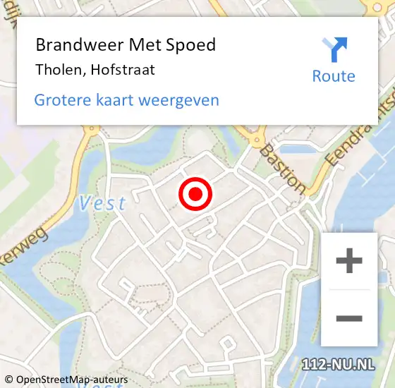 Locatie op kaart van de 112 melding: Brandweer Met Spoed Naar Tholen, Hofstraat op 11 december 2024 16:00