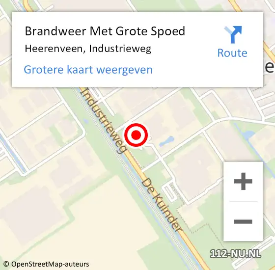 Locatie op kaart van de 112 melding: Brandweer Met Grote Spoed Naar Heerenveen, Industrieweg op 11 december 2024 16:07