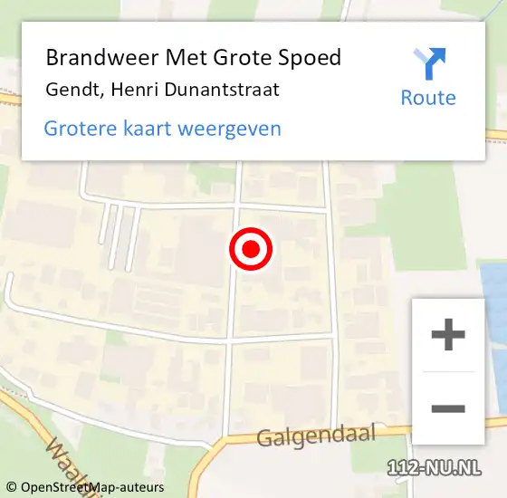 Locatie op kaart van de 112 melding: Brandweer Met Grote Spoed Naar Gendt, Henri Dunantstraat op 11 december 2024 16:10