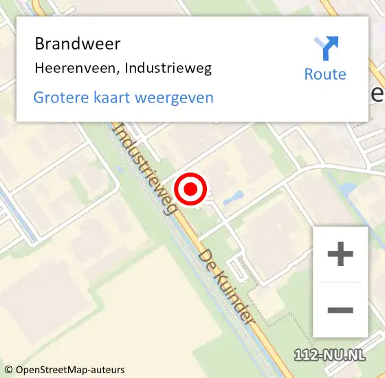 Locatie op kaart van de 112 melding: Brandweer Heerenveen, Industrieweg op 11 december 2024 16:11