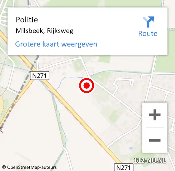 Locatie op kaart van de 112 melding: Politie Milsbeek, Rijksweg op 11 december 2024 17:24