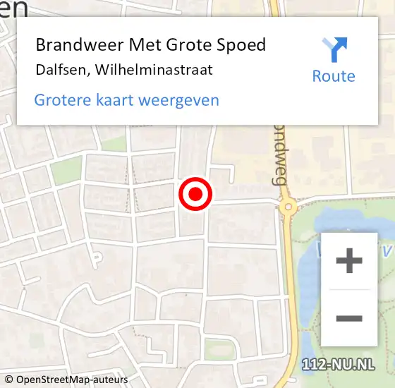 Locatie op kaart van de 112 melding: Brandweer Met Grote Spoed Naar Dalfsen, Wilhelminastraat op 11 december 2024 17:28