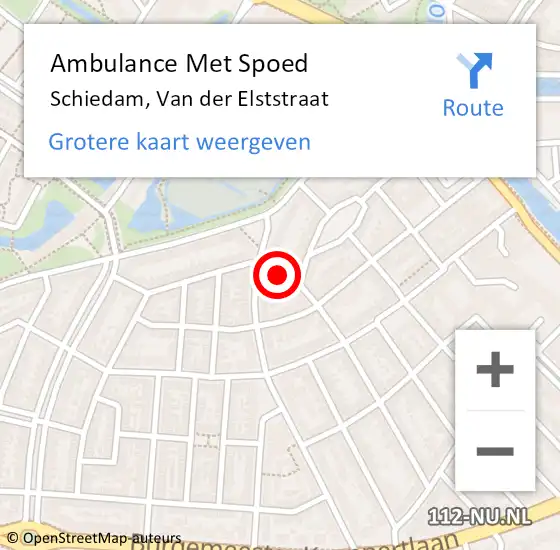 Locatie op kaart van de 112 melding: Ambulance Met Spoed Naar Schiedam, Van der Elststraat op 11 december 2024 17:46