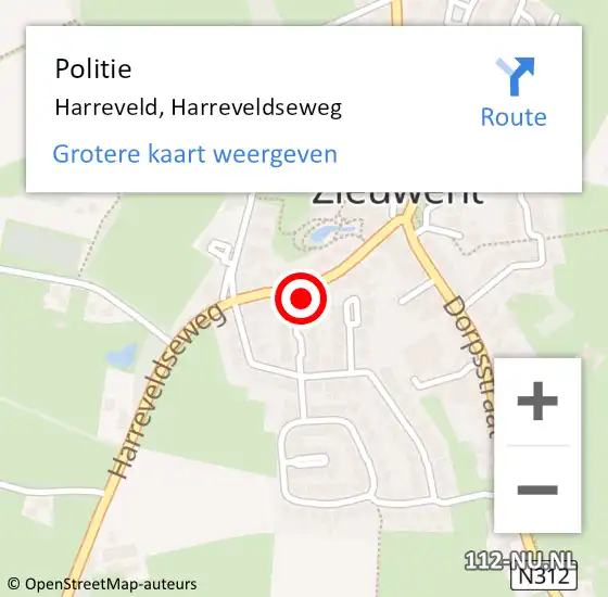 Locatie op kaart van de 112 melding: Politie Harreveld, Harreveldseweg op 11 december 2024 18:02