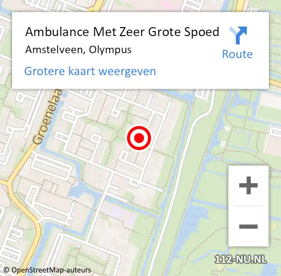 Locatie op kaart van de 112 melding: Ambulance Met Zeer Grote Spoed Naar Amstelveen, Olympus op 11 december 2024 18:25