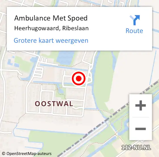 Locatie op kaart van de 112 melding: Ambulance Met Spoed Naar Heerhugowaard, Ribeslaan op 11 december 2024 18:30