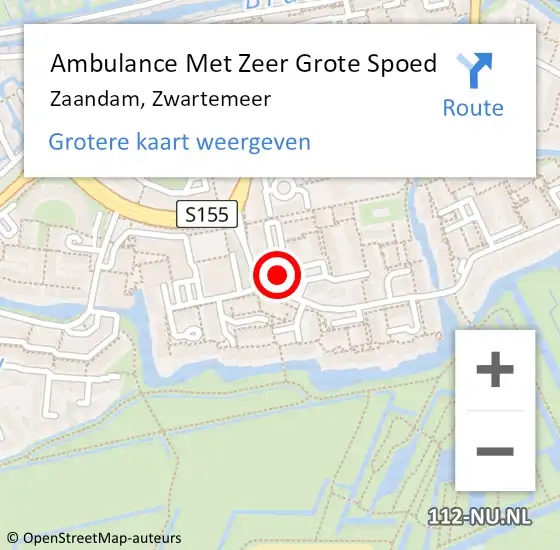 Locatie op kaart van de 112 melding: Ambulance Met Zeer Grote Spoed Naar Zaandam, Zwartemeer op 11 december 2024 18:35