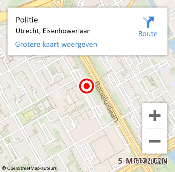 Locatie op kaart van de 112 melding: Politie Utrecht, Eisenhowerlaan op 11 december 2024 19:00