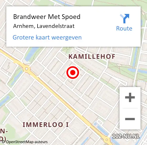 Locatie op kaart van de 112 melding: Brandweer Met Spoed Naar Arnhem, Lavendelstraat op 11 december 2024 19:52