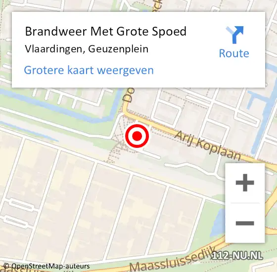 Locatie op kaart van de 112 melding: Brandweer Met Grote Spoed Naar Vlaardingen, Geuzenplein op 11 december 2024 19:57