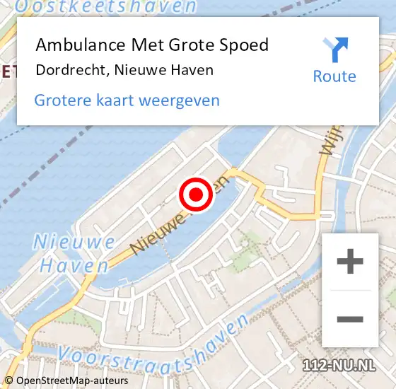 Locatie op kaart van de 112 melding: Ambulance Met Grote Spoed Naar Dordrecht, Nieuwe Haven op 11 december 2024 20:00