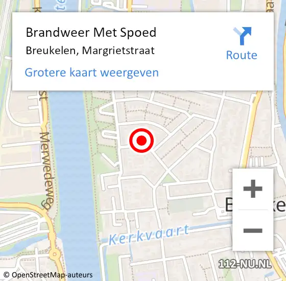 Locatie op kaart van de 112 melding: Brandweer Met Spoed Naar Breukelen, Margrietstraat op 11 december 2024 20:12