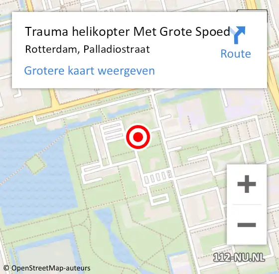 Locatie op kaart van de 112 melding: Trauma helikopter Met Grote Spoed Naar Rotterdam, Palladiostraat op 11 december 2024 20:21