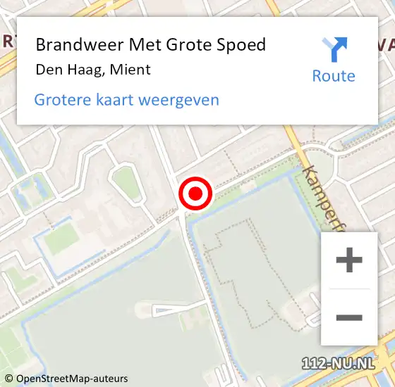 Locatie op kaart van de 112 melding: Brandweer Met Grote Spoed Naar Den Haag, Mient op 11 december 2024 20:25