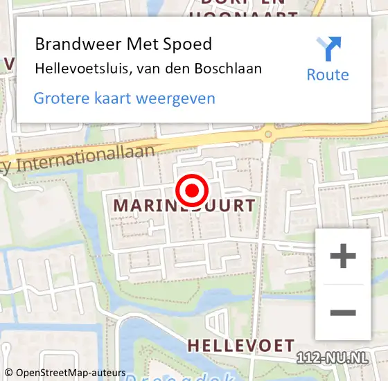 Locatie op kaart van de 112 melding: Brandweer Met Spoed Naar Hellevoetsluis, van den Boschlaan op 11 december 2024 20:31