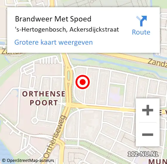 Locatie op kaart van de 112 melding: Brandweer Met Spoed Naar 's-Hertogenbosch, Ackersdijckstraat op 11 december 2024 20:54