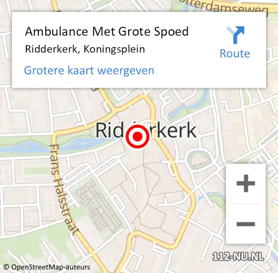 Locatie op kaart van de 112 melding: Ambulance Met Grote Spoed Naar Ridderkerk, Koningsplein op 11 december 2024 20:56