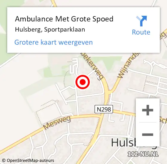 Locatie op kaart van de 112 melding: Ambulance Met Grote Spoed Naar Hulsberg, Sportparklaan op 30 oktober 2014 07:08