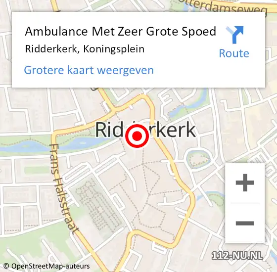 Locatie op kaart van de 112 melding: Ambulance Met Zeer Grote Spoed Naar Ridderkerk, Koningsplein op 11 december 2024 21:08