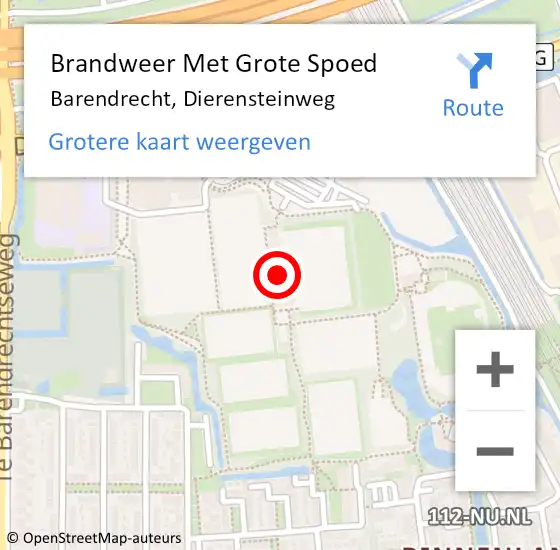 Locatie op kaart van de 112 melding: Brandweer Met Grote Spoed Naar Barendrecht, Dierensteinweg op 11 december 2024 21:20