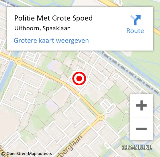 Locatie op kaart van de 112 melding: Politie Met Grote Spoed Naar Uithoorn, Spaaklaan op 11 december 2024 21:22