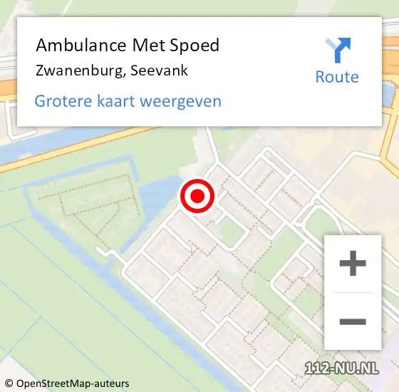 Locatie op kaart van de 112 melding: Ambulance Met Spoed Naar Zwanenburg, Seevank op 11 december 2024 22:28