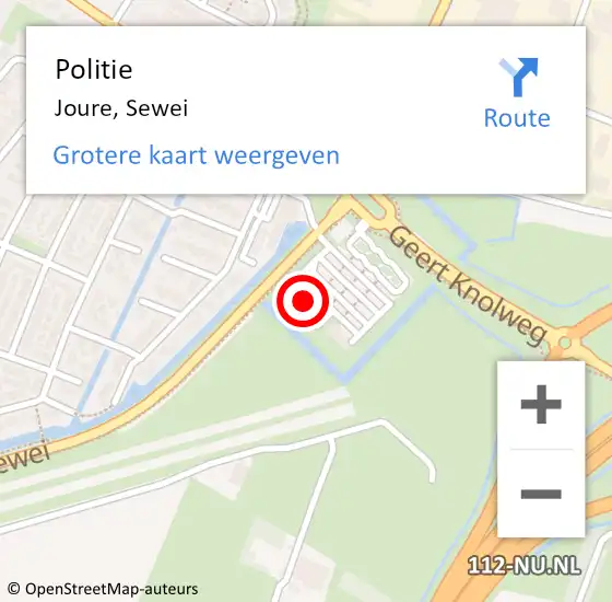 Locatie op kaart van de 112 melding: Politie Joure, Sewei op 11 december 2024 22:28