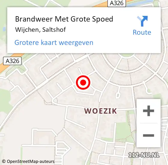 Locatie op kaart van de 112 melding: Brandweer Met Grote Spoed Naar Wijchen, Saltshof op 11 december 2024 22:42