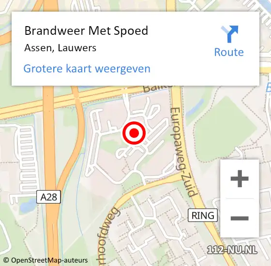 Locatie op kaart van de 112 melding: Brandweer Met Spoed Naar Assen, Lauwers op 11 december 2024 22:42