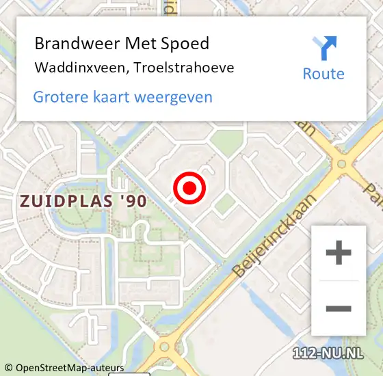 Locatie op kaart van de 112 melding: Brandweer Met Spoed Naar Waddinxveen, Troelstrahoeve op 11 december 2024 22:58