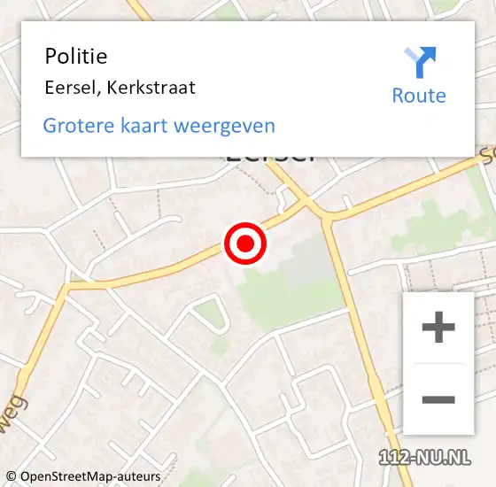 Locatie op kaart van de 112 melding: Politie Eersel, Kerkstraat op 11 december 2024 23:13