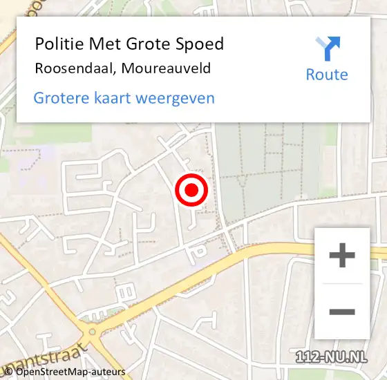 Locatie op kaart van de 112 melding: Politie Met Grote Spoed Naar Roosendaal, Moureauveld op 11 december 2024 23:20