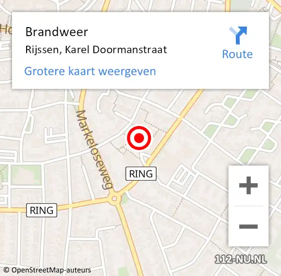 Locatie op kaart van de 112 melding: Brandweer Rijssen, Karel Doormanstraat op 11 december 2024 23:59