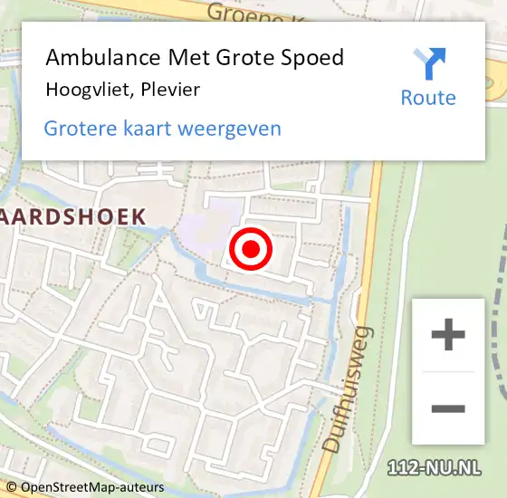 Locatie op kaart van de 112 melding: Ambulance Met Grote Spoed Naar Hoogvliet, Plevier op 12 december 2024 00:45