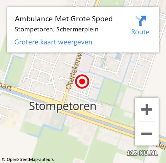 Locatie op kaart van de 112 melding: Ambulance Met Grote Spoed Naar Stompetoren, Schermerplein op 12 december 2024 00:59