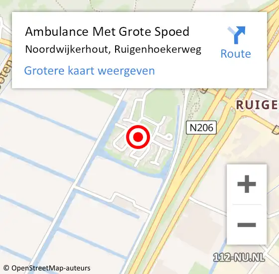 Locatie op kaart van de 112 melding: Ambulance Met Grote Spoed Naar Noordwijkerhout, Ruigenhoekerweg op 12 december 2024 01:32