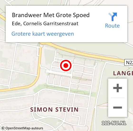 Locatie op kaart van de 112 melding: Brandweer Met Grote Spoed Naar Ede, Cornelis Garritsenstraat op 12 december 2024 02:10