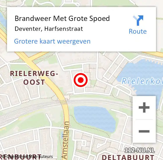 Locatie op kaart van de 112 melding: Brandweer Met Grote Spoed Naar Deventer, Harfsenstraat op 12 december 2024 02:48