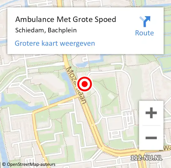 Locatie op kaart van de 112 melding: Ambulance Met Grote Spoed Naar Schiedam, Bachplein op 12 december 2024 03:06