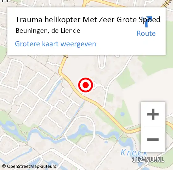 Locatie op kaart van de 112 melding: Trauma helikopter Met Zeer Grote Spoed Naar Beuningen, de Liende op 12 december 2024 04:35