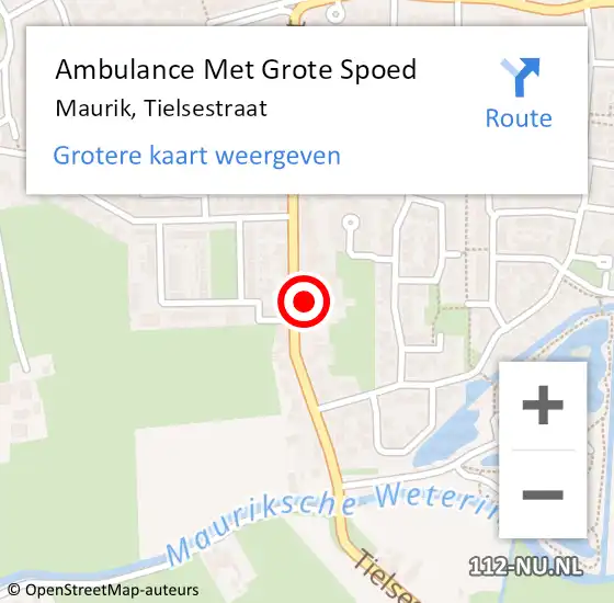 Locatie op kaart van de 112 melding: Ambulance Met Grote Spoed Naar Maurik, Tielsestraat op 30 oktober 2014 07:55