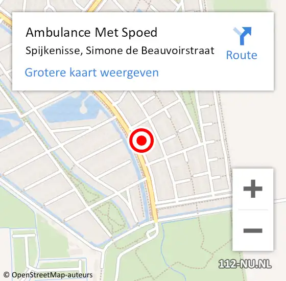 Locatie op kaart van de 112 melding: Ambulance Met Spoed Naar Spijkenisse, Simone de Beauvoirstraat op 12 december 2024 05:33