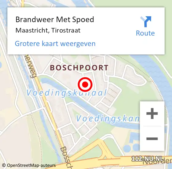 Locatie op kaart van de 112 melding: Brandweer Met Spoed Naar Maastricht, Tirostraat op 12 december 2024 05:44