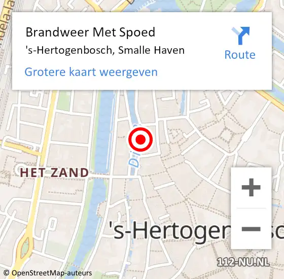 Locatie op kaart van de 112 melding: Brandweer Met Spoed Naar 's-Hertogenbosch, Smalle Haven op 12 december 2024 05:50