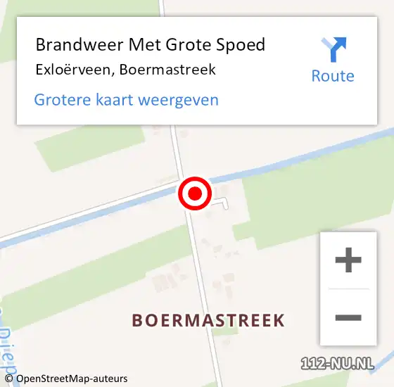 Locatie op kaart van de 112 melding: Brandweer Met Grote Spoed Naar Exloërveen, Boermastreek op 12 december 2024 06:26